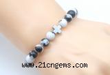 CGB8904 8mm, 10mm black & white jasper & cross hematite power beads bracelets