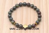 CGB8931 8mm, 10mm dragon blood jasper, cross & rondelle hematite beaded bracelets