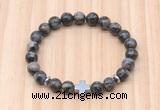 CGB8938 8mm, 10mm grey opal, cross & rondelle hematite beaded bracelets