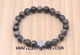 CGB8938 8mm, 10mm grey opal, cross & rondelle hematite beaded bracelets