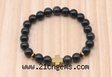 CGB8942 8mm, 10mm black obsidian, cross & rondelle hematite beaded bracelets