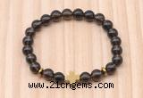 CGB8943 8mm, 10mm smoky quartz, cross & rondelle hematite beaded bracelets