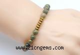 CGB8977 8mm, 10mm unakite & rondelle hematite beaded bracelets