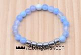 CGB8981 8mm, 10mm blue agate & drum hematite beaded bracelets