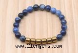 CGB9005 8mm, 10mm sodalite & drum hematite beaded bracelets