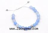 CGB9021 8mm, 10mm blue agate & drum hematite adjustable bracelets