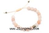 CGB9024 8mm, 10mm pink aventurine & drum hematite adjustable bracelets