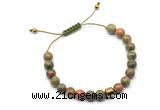 CGB9047 8mm, 10mm unakite & drum hematite adjustable bracelets