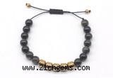 CGB9081 8mm, 10mm golden obsidian & drum hematite adjustable bracelets
