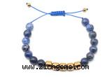 CGB9085 8mm, 10mm sodalite & drum hematite adjustable bracelets