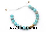 CGB9112 8mm, 10mm blue sea sediment jasper & rondelle hematite adjustable bracelets