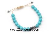 CGB9126 8mm, 10mm turquoise & rondelle hematite adjustable bracelets