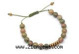 CGB9127 8mm, 10mm unakite & rondelle hematite adjustable bracelets