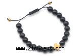 CGB9161 8mm, 10mm golden obsidian & cross hematite adjustable bracelets