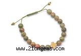 CGB9167 8mm, 10mm unakite & cross hematite adjustable bracelets