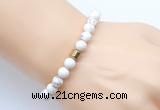 CGB9236 8mm, 10mm white howlite & drum hematite power beads bracelets