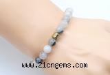 CGB9288 8mm, 10mm black rutilated quartz & drum hematite power beads bracelets