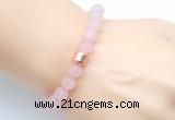 CGB9301 8mm, 10mm matte rose quartz & drum hematite power beads bracelets