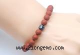 CGB9327 8mm, 10mm matte red jasper & drum hematite power beads bracelets