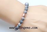 CGB9330 8mm, 10mm matte pink zebra jasper & drum hematite power beads bracelets