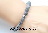 CGB9332 8mm, 10mm matte grey picture jasper & drum hematite power beads bracelets