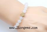 CGB9350 8mm, 10mm white jade & cross hematite power beads bracelets