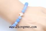 CGB9371 8mm, 10mm blue banded agate & cross hematite power beads bracelets