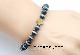 CGB9385 8mm, 10mm Tibetan agate & cross hematite power beads bracelets