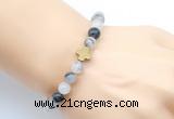 CGB9403 8mm, 10mm black rutilated quartz & cross hematite power beads bracelets