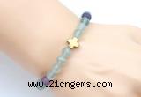 CGB9420 8mm, 10mm matte fluorite & cross hematite power beads bracelets