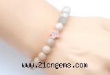 CGB9421 8mm, 10mm matte sunstone & cross hematite power beads bracelets