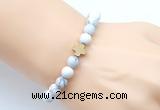 CGB9425 8mm, 10mm matte white howlite & cross hematite power beads bracelets