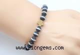 CGB9431 8mm, 10mm matte Tibetan agate & cross hematite power beads bracelets