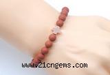 CGB9443 8mm, 10mm matte red jasper & cross hematite power beads bracelets