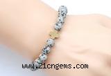 CGB9450 8mm, 10mm matte dalmatian jasper & cross hematite power beads bracelets