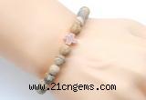 CGB9453 8mm, 10mm matte picture jasper & cross hematite power beads bracelets