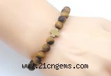 CGB9455 8mm, 10mm matte yellow tiger eye & cross hematite power beads bracelets