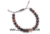 CGB9502 8mm, 10mm red tiger eye & cross hematite adjustable bracelets