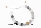 CGB9513 8mm, 10mm black rutilated quartz & cross hematite adjustable bracelets