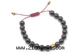 CGB9516 8mm, 10mm garnet & drum hematite adjustable bracelets