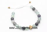 CGB9517 8mm, 10mm fluorite & cross hematite adjustable bracelets