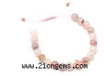 CGB9523 8mm, 10mm pink quartz & cross hematite adjustable bracelets