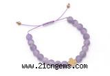 CGB9528 8mm, 10mm matte amethyst & cross hematite adjustable bracelets