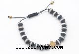 CGB9541 8mm, 10mm matte Tibetan agate & cross hematite adjustable bracelets