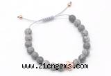 CGB9558 8mm, 10mm matte grey picture jasper & cross hematite adjustable bracelets