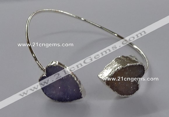 CGB959 15*15mm - 18*18mm heart druzy agate bangles wholesale