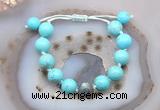 CGB9606 12mm round blue howlite & labradorite adjustable bracelets