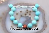 CGB9609 12mm round blue howlite & red tiger eye adjustable bracelets