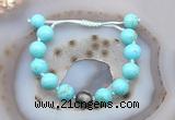 CGB9625 12mm round blue howlite & eagle eye jasper adjustable bracelets