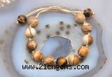 CGB9709 12mm round picture jasper & yellow tiger eye adjustable bracelets